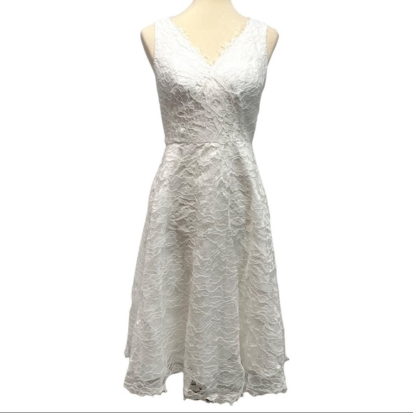 JJs House Dresses & Skirts - JJ’s House White Lace Bridal Midi Length Fit & Flare Wedding Dress NWT